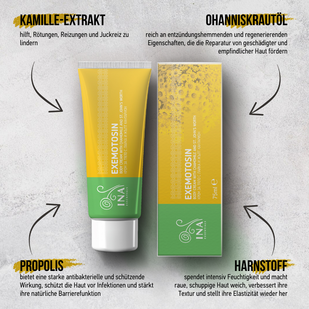 Creme für Schuppenflechte, Ekzeme und gereizte Haut - mit Johanniskraut, Kamille und Propolis