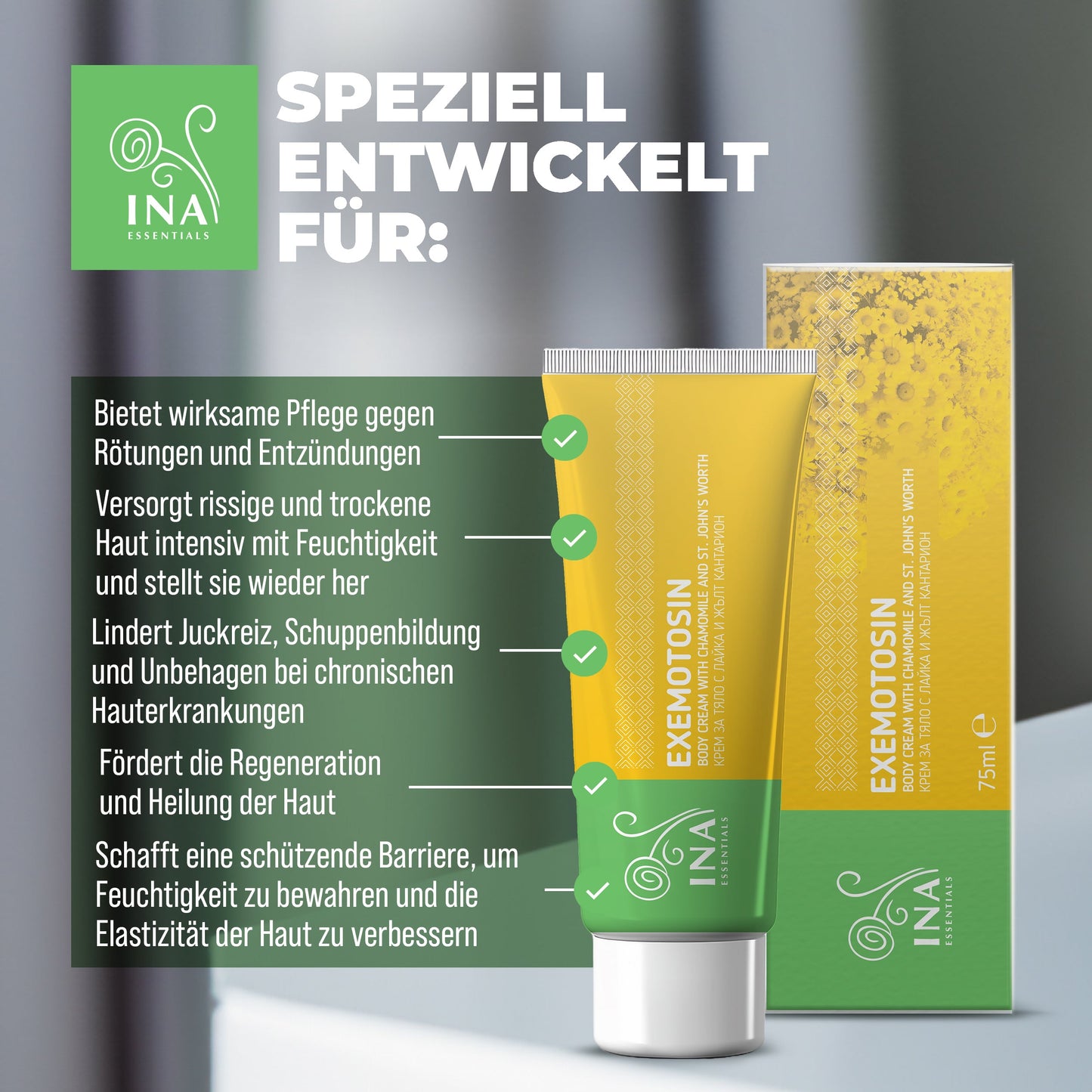 Creme für Schuppenflechte, Ekzeme und gereizte Haut - mit Johanniskraut, Kamille und Propolis